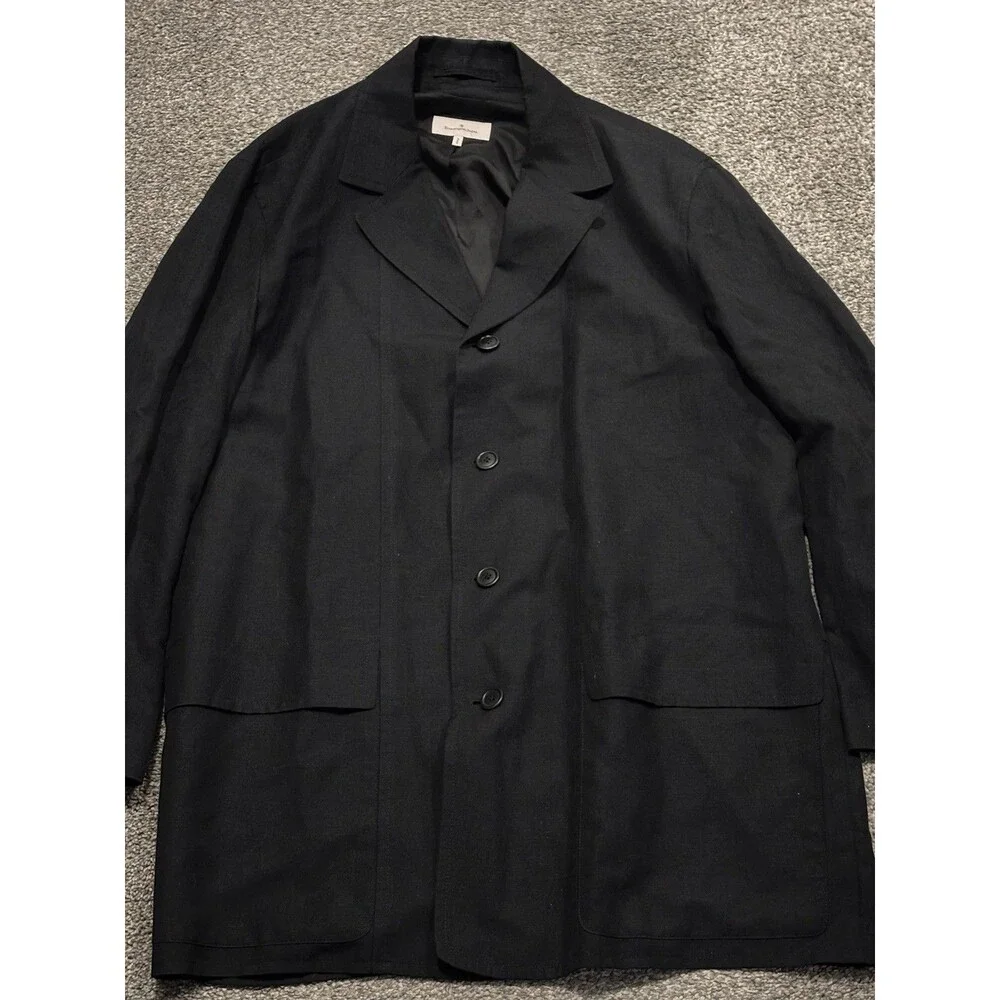 Ermenegildo Zegna Trench Coat Size 52 Black Linen Lyocell Large